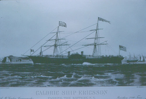 Distant view - Ericsson as Caloric ship in New York Harbour